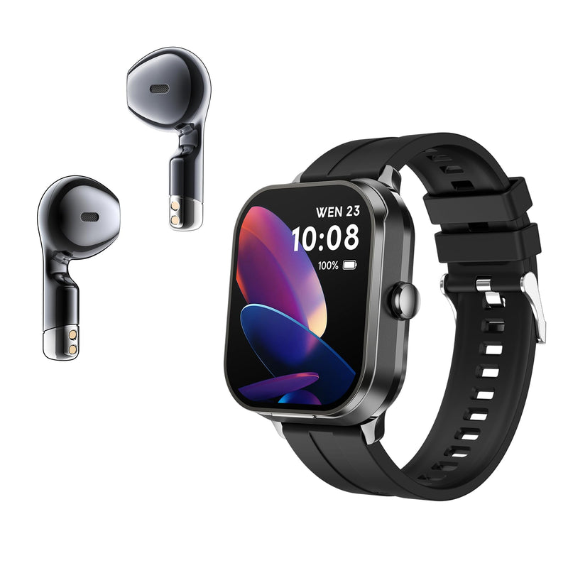 Smart Watch with Earbuds,2 in 1 Build-in TWS Wireless BT5.0 Earphone Fitness Sports Health Monitor Black D8 pro