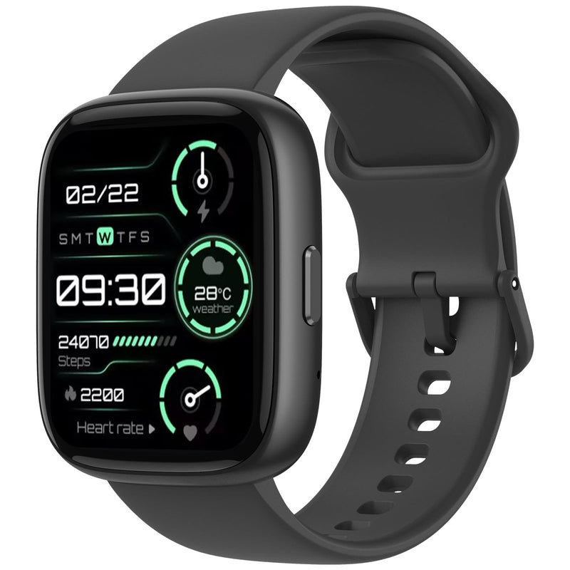 Smart Watch for Android iPhone, 1.8" HD Display Fitness Tracker with Heart Rate Sleep Monitor, Step Counter, Music Control, IP68 Waterproof Sports Smartwatch for Men Women, Shining Black