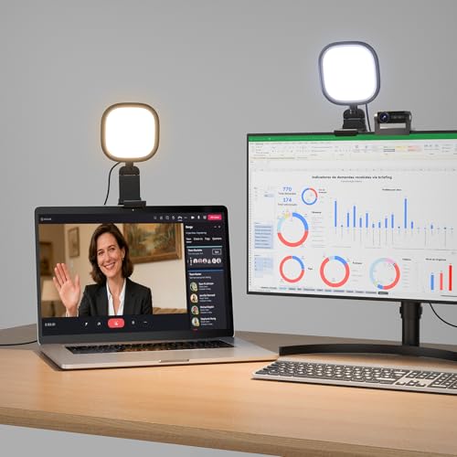 LitONES Ring Light for Laptop, Monitor, Desk, Eye-Caring Diffused LED Light Black 1 Pack
