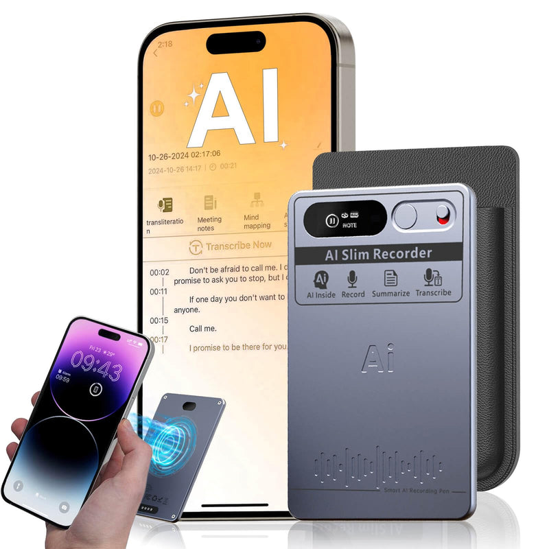 [AUSTRALIA] - AI Voice Recorder with App Control, Advanced AI Transcribe & Summarize with 64GB Memory, Note Voice Recorder, Audio Recorder for Meetings, Lectures, Interviews, Supports 118 Languages, Grey 