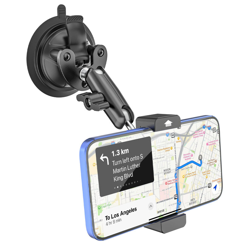 Car Phone Holder with Heavy Duty Suction Cup, Metal Adjustment Arm Car Phone Mount for Windshield, Dashboard, Side Windows, Phone Holders for Your Car for iPhone 17 Pro Max 16 15 14 Air Plus