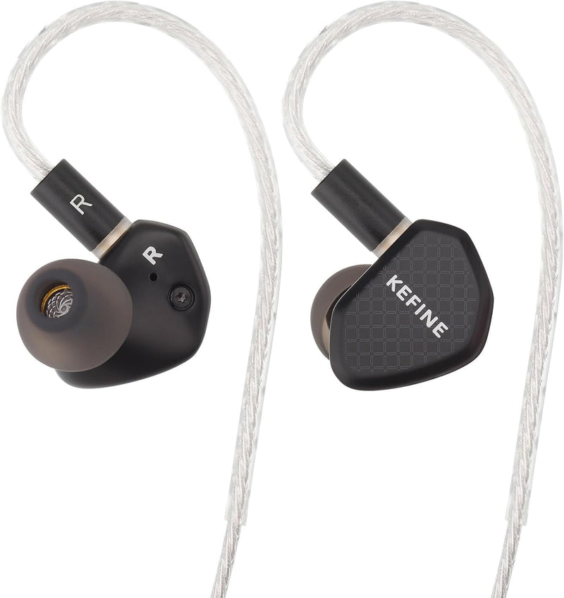 Kefine Klean 10mm DLC Diaphgram Dynamic Driver Earphones, 1DD in-Ear Monitor Headphones, HiFi Wired IEM Earbuds with Dual Interchangeable Nozzles Detachable 0.78 2Pin Design (Type-C, Mic) Type-C with Microphone
