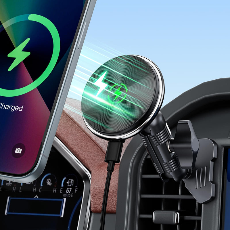 Kaishengyuan Car Vent Wireless Charger Phone Mount for 2021-2026 Ford F-150 | 2023-2026 Super Duty F250/F350/F450 | 15W Fast Charge| | 20 Metal Magnets| Non-BlockVent| 1-Min Install| Magsafe Smartphones Charging-Magnetic