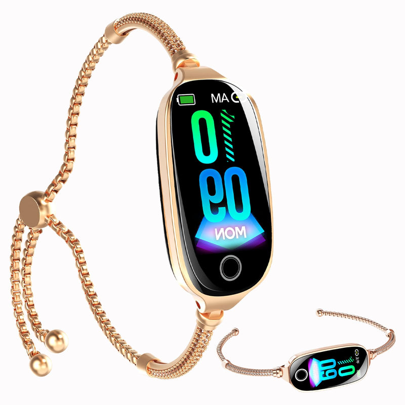 Yihou Fitness Trackers for Women Fitness Watch Smart Watch with Multiple Sport Modes Sleep Monitoring Heart Rate Monitor Female Health for Android iOS Golden Chain
