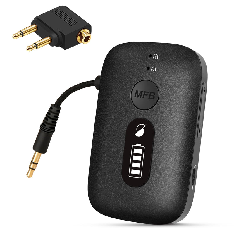 [AUSTRALIA] - SIMOLIO Airplane-Bluetooth-Adapter for AirPods/Headphones, 20 Hr Battery, Supports 2 Earbuds/Wireless Headphones, 3.5mm AUX Wireless Audio Transmitter for TV, Gym Equipment, Controller, MP3 Player 