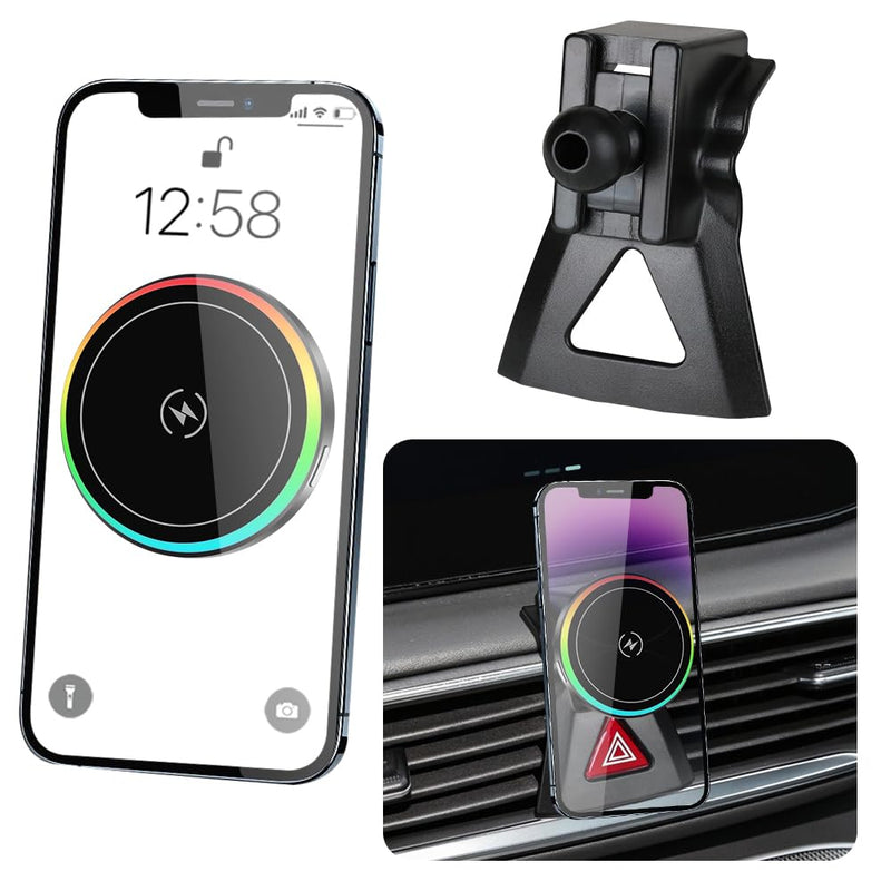 Car Magnetic Phone Mount for Hyundai Santa Fe 2019 2020 2021 2022 2023 Auto Interior Accessories Best Cellphone Holder Fast 15W Wireless Charger Cell Phones Charging Screen Stand Accessory for Hyundai Santa Fe 2019-2023
