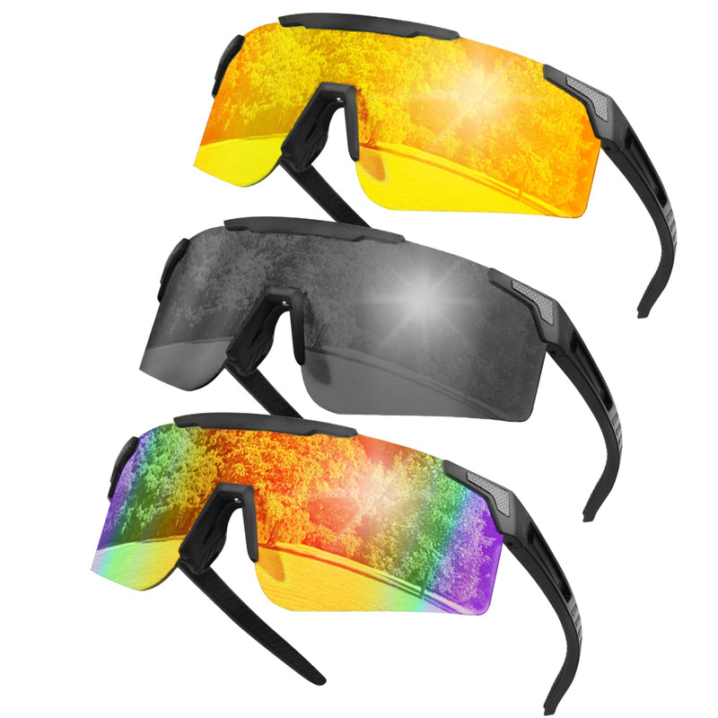 Sport Sunglasses for Men Women, Lightweight Cycling Sun Glasses with UV400 Protection for Cycling Running Fishing Driving