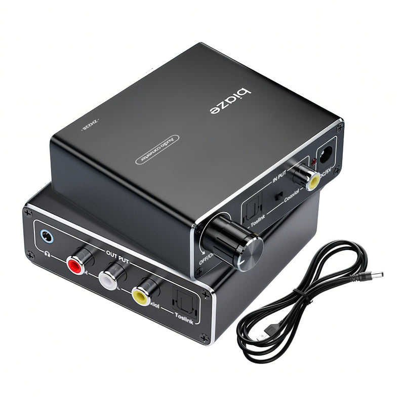 [AUSTRALIA] - 192KHz Digital to Analog Audio Converter, Upgrade Volume Adjustable DAC Digital SPDIF Optical to Analog L/R RCA Converter Toslink Optical to 3.5mm Jack Adapter for HDTV, DVD, Blu-Ray Players(1 Pack) B-Black 