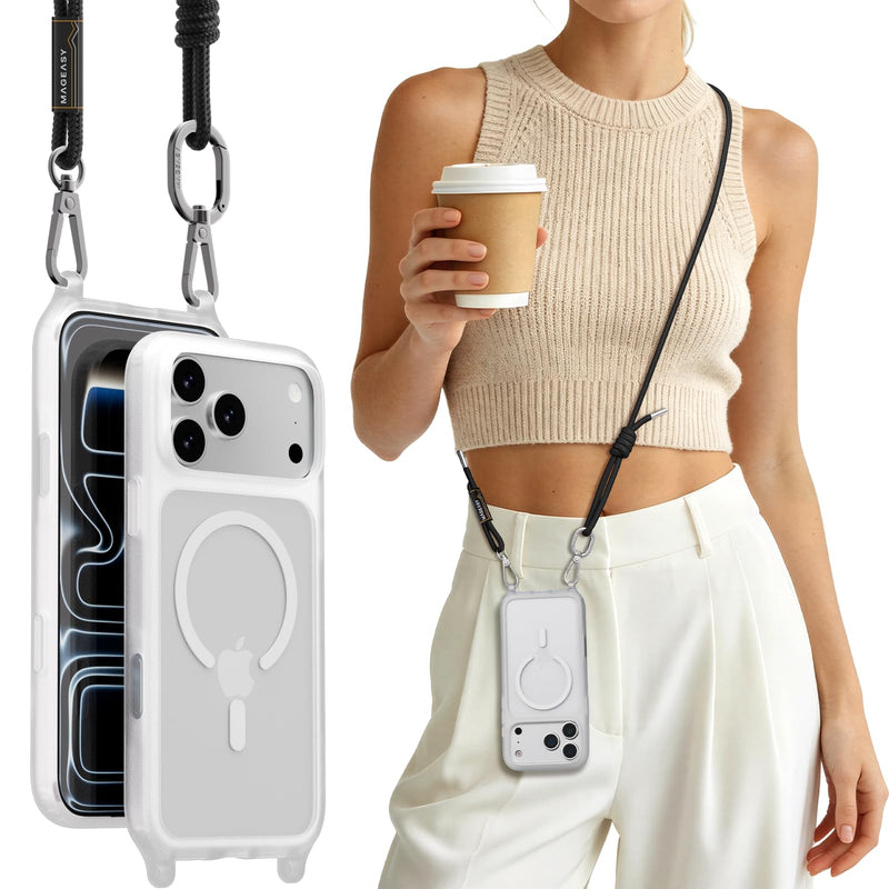 MAGEASY Roam MagSafe Crossbody iPhone Case with Adjustable Strap for iPhone 18 Pro Max & 17 Pro Max, Magnetic Case with Detachable Lanyard, 16FT Drop Defense, Camera Control Compatible (Transparent) iPhone 17/18 Pro Max Transparent
