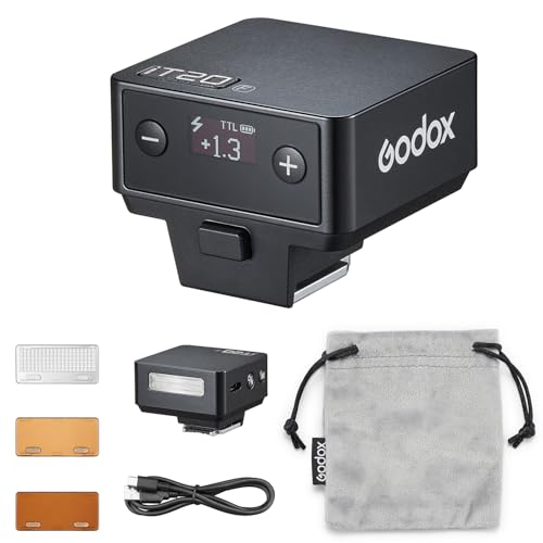 GODOX iT20 Mini TTL Camera Flash Light (45g Ultra-Light) 700 Full Flashes, 1.5s Recycle, Magnetic Accessories for Canon Nikon Sony Fuji Olympus (Black, for Fuji) Black