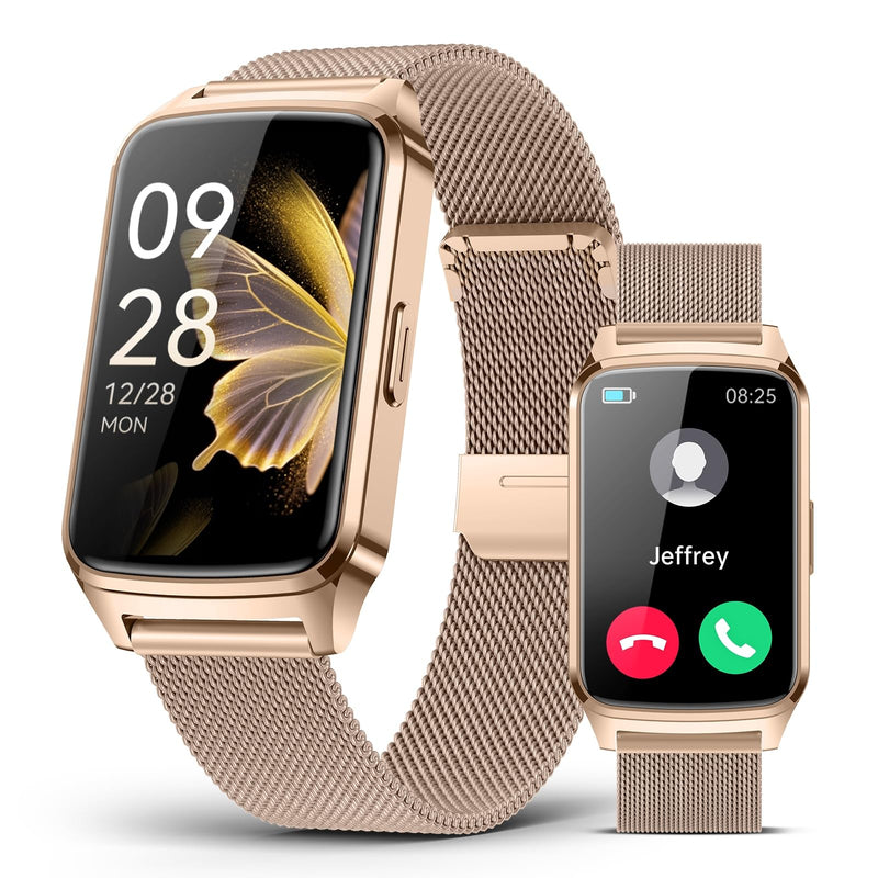Fitness Tracker Watch for Women Men, Step Counter Work for iPhone and Android, IP68 Waterproof, Activity Track with Calorie, Sleep Monitor, 110+ Sports Modes Pedometer Smart Smartwatch (Gold, 1.57)