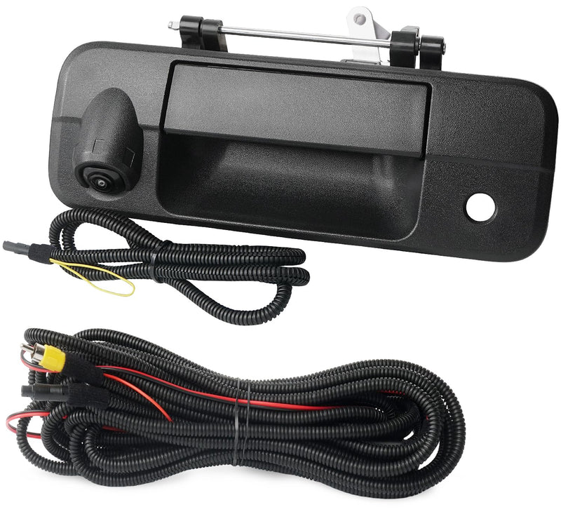 Tailgate Handle Backup Camera Compatible with 2007-2013 Toyota Tundra, Tailgate Latch Door Handle with Rear View Reverse Camera RCA Connector Backup Kit Replaces# 81214, 690900C051, 69090-0C051
