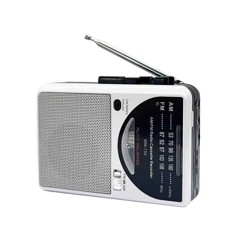 [AUSTRALIA] - Cassette Tape Player, Cassette Recorder with Automatic Rewind, AM/FM Battery Powered Radio with 3.5MM Headphone Jack, Big Speaker, Microphone Jack, Powered by DC or AA Battery (White) 