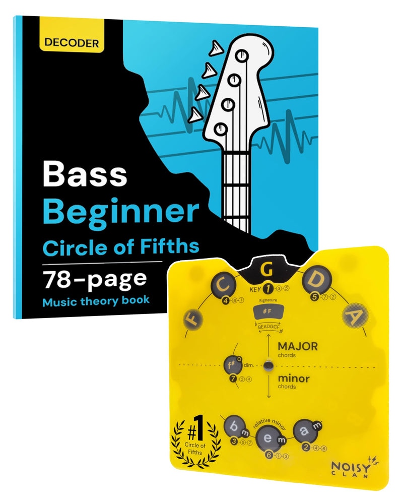 Bass Circle of Fifths Decoder Wheel + 78-Page Music Theory & Songwriting Guide – Color-Coded Bass Guitar Learning Tool for Chords, Keys, Scales & Progressions – Built Practice, Lessons & Gigs Bass Book