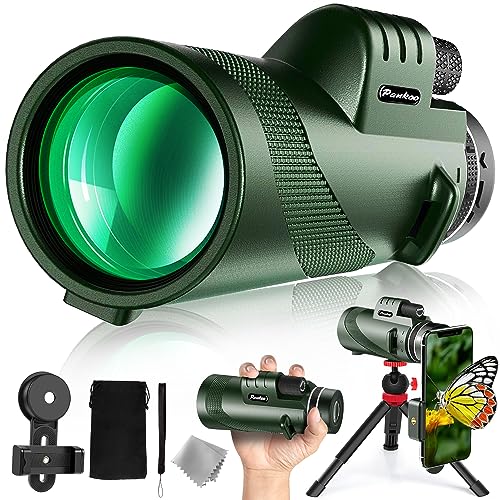 40x60 High Powered Monocular Telescope for Adults with Smartphone & Tripod Amry Green