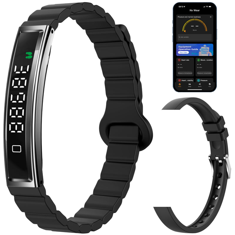 Smart Bracelet Fitness Tracker Heart Rate Monitor Sleep Activity Tracker Step Counter Calories Pedometer Waterproof Slim Thin Health Band for Women Ladies Men, Free App, 2 Bands Black