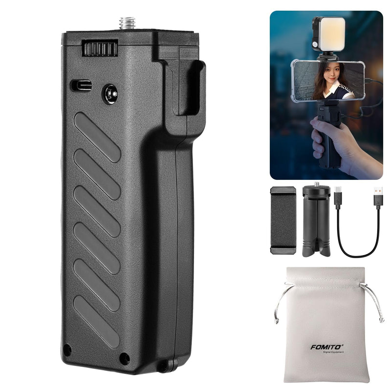 [AUSTRALIA] - FOMITO VB-38W Charging Grip for Camera & Phone 6000mAh Battery 18W Fast Charging One-Handed Stabilizer with 1/4" Screw Honeycomb Anti-Slip & Ergonomic Design 