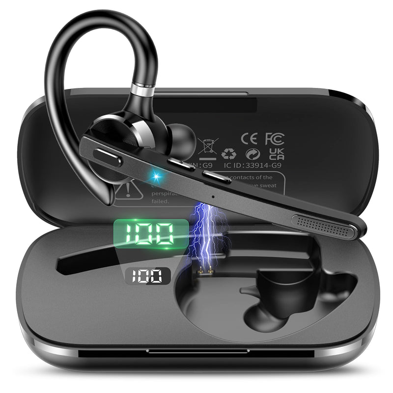 [AUSTRALIA] - Thunelec Bluetooth Headset, Wireless Bluetooth 5.3 Earpiece, 90Hrs Hands Free Headset with APTX HD Audio & Mute Button, Dual Noise Cancelling Mics, Single-Ear Headphone for Trucker/Business/Office/Gym 