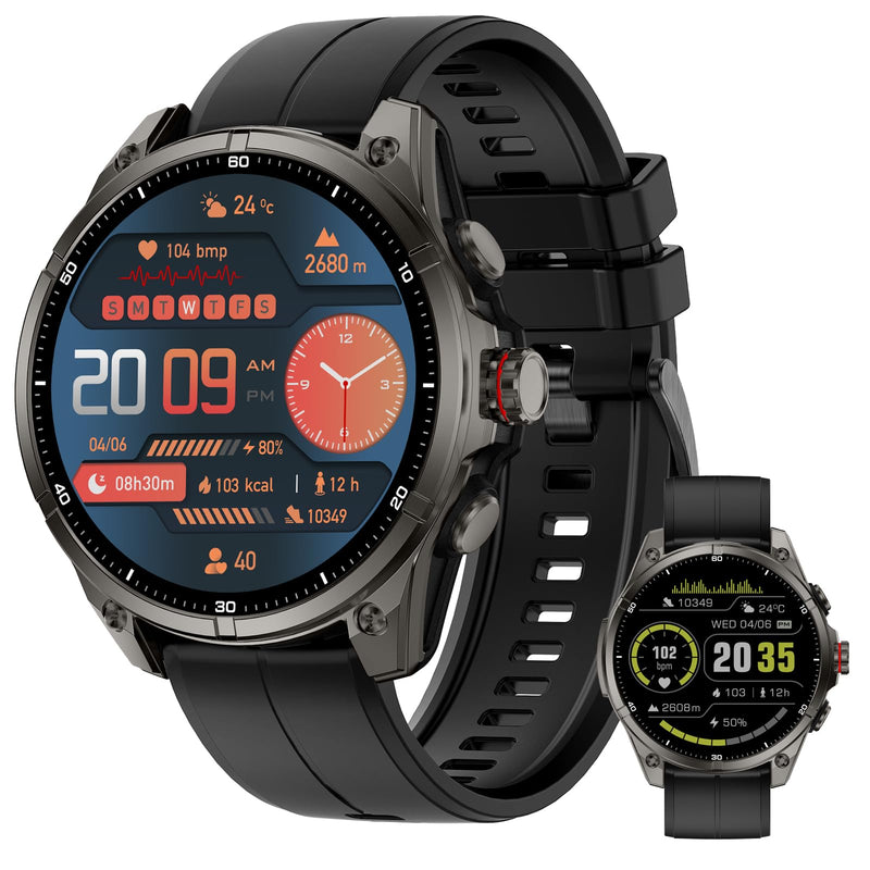GPS Smart Watch for Men, 6 Satellite Positioning Rugged Outdoor for Running, 730 mAh Long Battery Life, 5ATM Waterproof Compass/Altimeter with Answer/Make Call Compatible for Android iOS