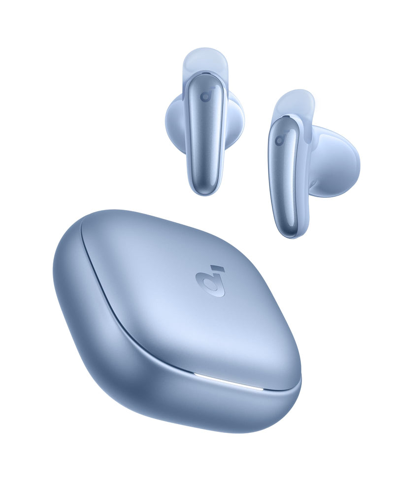 Soundcore Liberty Buds by Anker Wireless Earbuds with Adaptive ANC | Semi-in-ear design with removable ear fins, fast charging, translation support, and up to 30 hours of playtime. Light Blue
