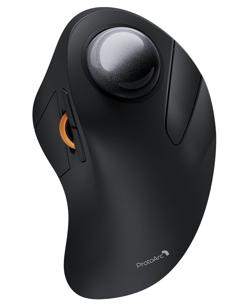 ProtoArc EM03 NL Wireless Bluetooth Trackball Mouse, Finger Control, Gray | Index-finger-controlled Design Reduces Wrist Fatigue, Connect 3 Devices Via Bluetooth/2.4G USB-A, 500mAh Rechargeable Battery