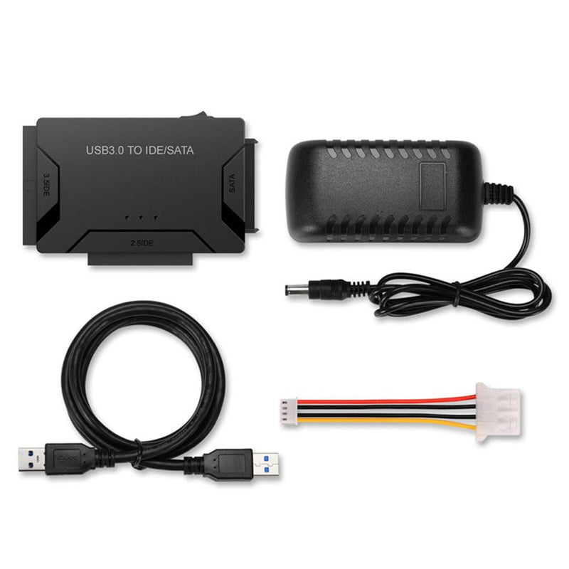 USB 3.0 to SATA or IDE Adapter, Hard Drive Adapter Cable for 2.5"/3.5" SATA HDD/SSD Drive Data Transfer with Power Supply