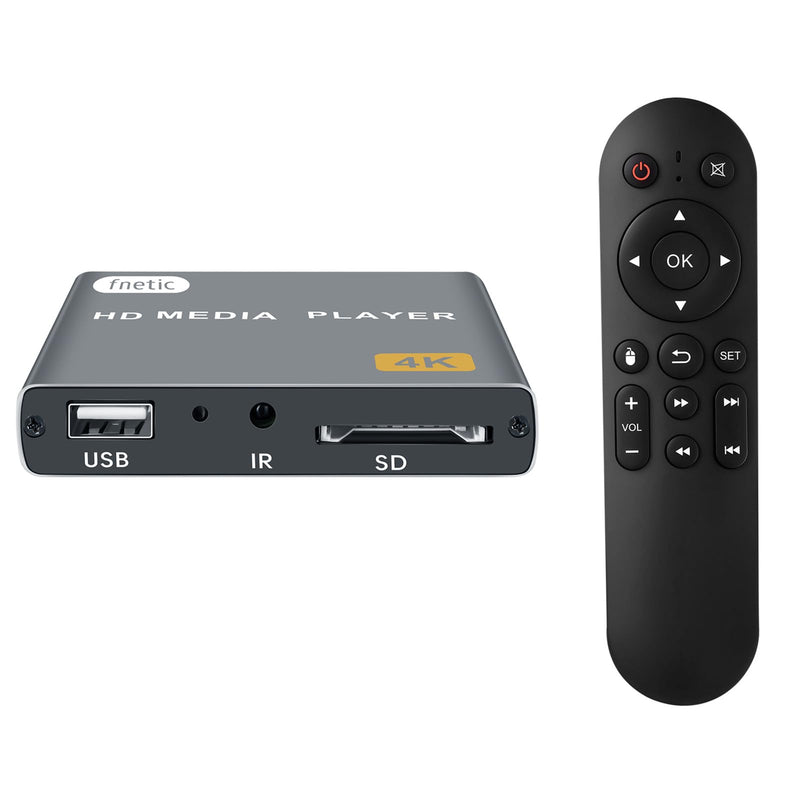 4K Digital Media Player, TV MP4 Video Player with HDMI/AV Output, Digital Signage Mini HD Media Players for USB Drives/SD Cards, H.265/HEVC, Looping, Auto Playback, Grey
