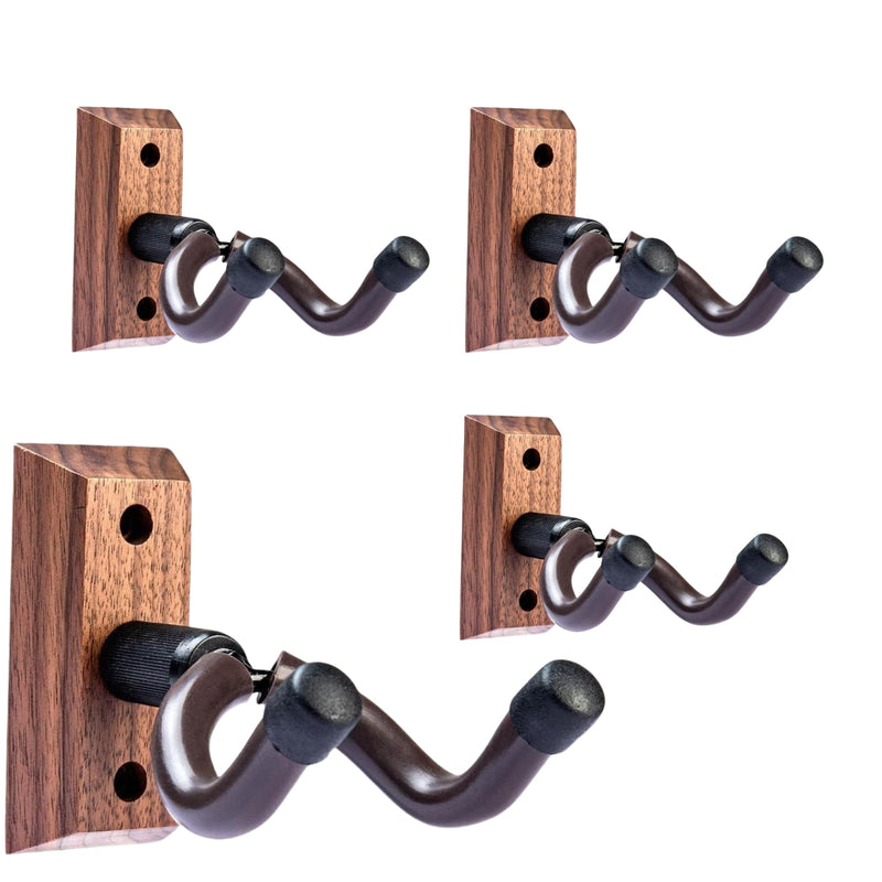 [AUSTRALIA] - Guitar Wall Mount Hanger Brown Walnut 4 Pack, Guitar Wall Hangers Hooks Holder Stand Display with Screws - Easy to Install - Fits Guitars, Bass, Mandolin, Banjo 