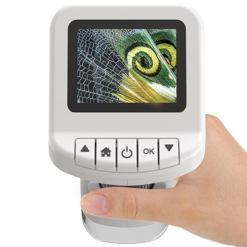 [AUSTRALIA] - 1200X Handheld Portable Microscope for Kids Digital Scope 2.0" Screen Rechargeable STEM Toy Slide Kit Pocket Science Gift for Children Ages 6-12 Students (White) White 