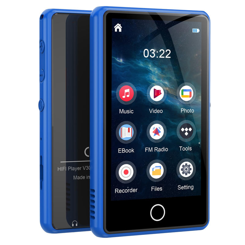 [AUSTRALIA] - 80GB MP3 Player with Bluetooth，3″Full Video Format Portable MP3 Player for Kids，MP4 Music Player with Speaker, FM Radio, Voice Recorder, Up to 256GB,Blue Blue 