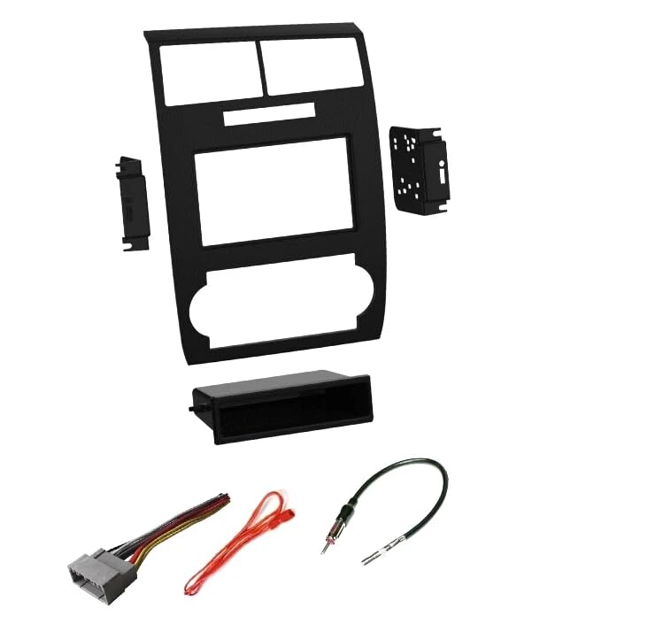 Single or Double Din Car Stereo Install Dash Kit, Wire Harness, and AM/FM Radio Antenna Adapter -Made for Dodge: No Factory External Amp Vehicles: 2005-2007 Charger and 2005-2007 Magnum