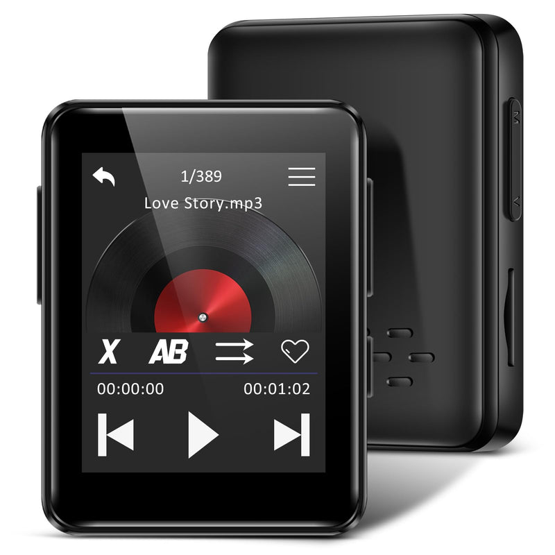 [AUSTRALIA] - 1.8 inch MP3 Player with Bluetooth, 32GB Digital Music Player for Kids, Portable Mini Bluetooth MP3 Player with Speaker Lossless Sound with FM Radio, Voice Recorder, Supports up to 512GB, Black 