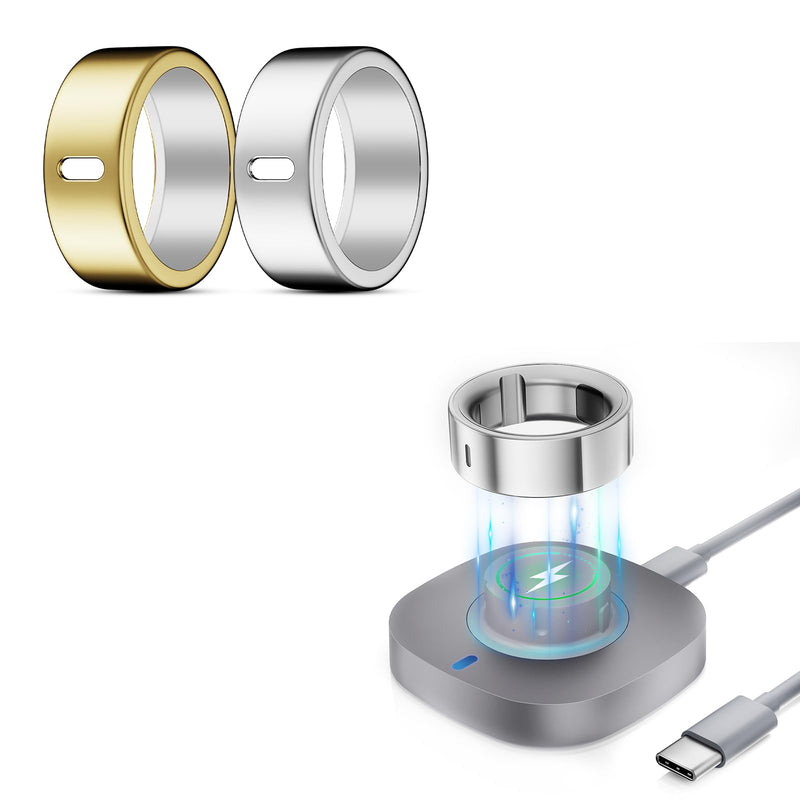 2 Pack TPU Cover and Charger Compatible for Oura Ring Gen 4- Size 6 -Accessories for Workout Gym Women Men