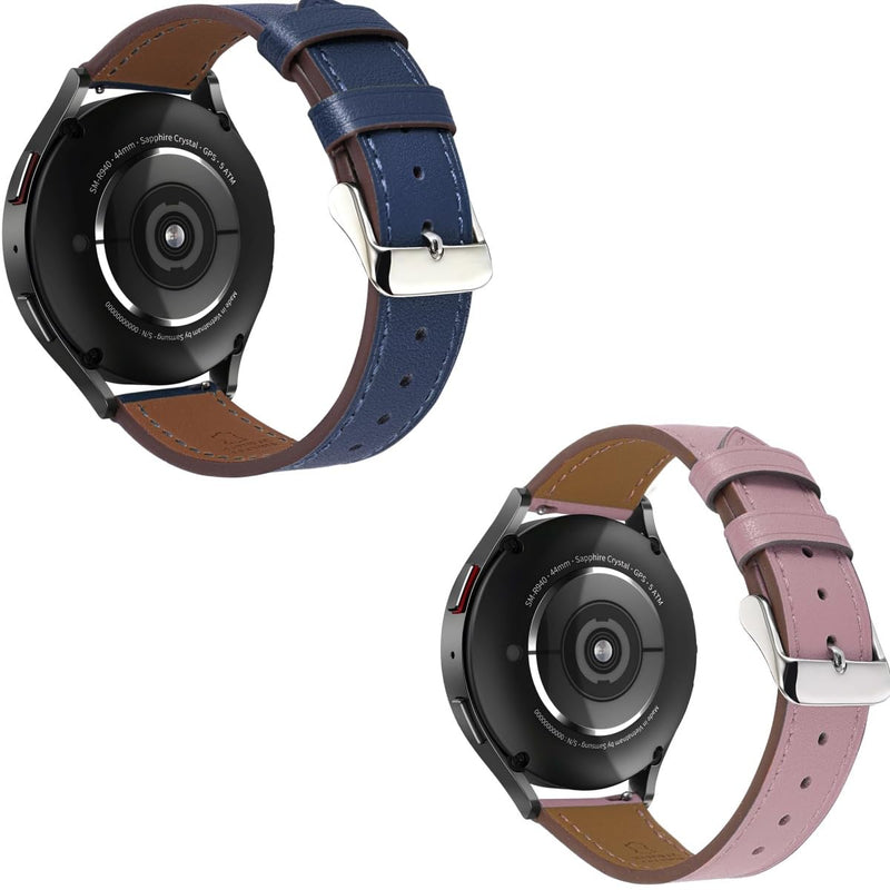 22mm Premium Italy Leather Watch Bands Compatible with Samsung Watch 3 45mm, Galaxy 46mm, Gear S3 Frontier, Quick Release Wear-resistant Leather Watch Straps Replacement Band for Women Men(Pack of 2)