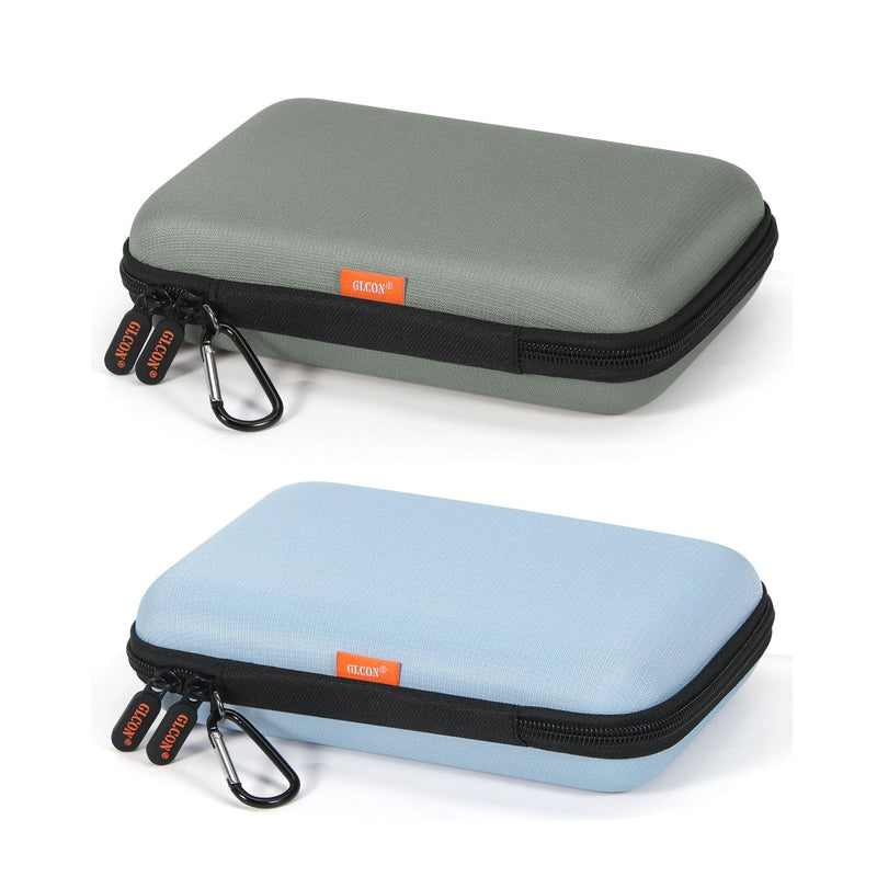 Large Hard Carrying Case - Universal Electronic Organizer Storage Case Bag - Gray-Green + Light-Blue