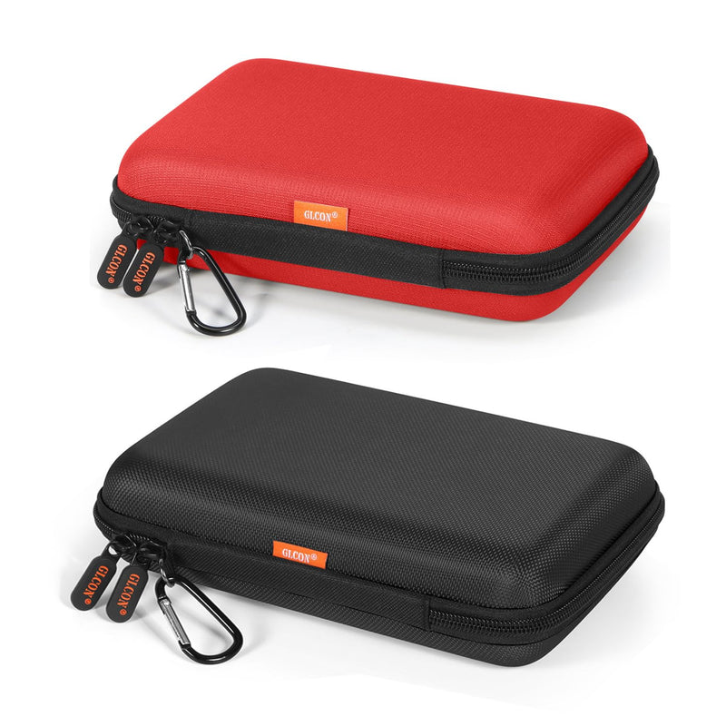 Large Hard Carrying Case - Universal Electronic Organizer Storage Case Bag - Black + Pure Red