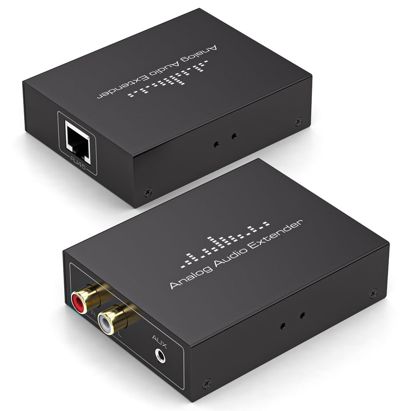 [AUSTRALIA] - RCA /3.5MM Stereo Analog Audio Extender Over Ethernet LAN Single Cat5e/6 Cable, up to 1640FT/500M No External Power Required for Home Theater Church AMP Long Distance Audio Transmission 