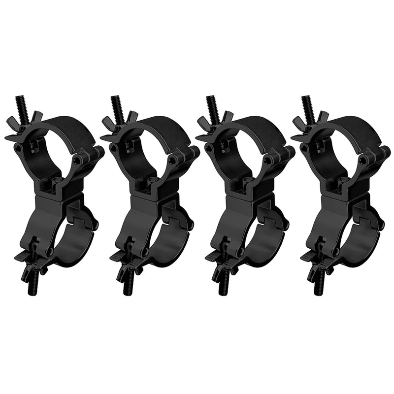 4-Pack 1-1/2" Black Truss Swivel Coupler, Aluminum Dual Swivel Clamp fits O.D. 38.1mm Tubing for Stage Lighting and Equipment,Max Load 75KG