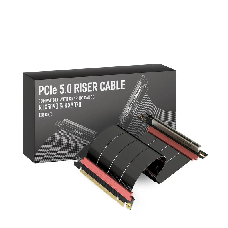 LINKUP PCIE 5.0 Riser Cable | for Vertical GPU Mount | Right Angle | Graphics Card GPU Ready | Usable with PCIe 4.0 & RX 9070/ RTX5090 | 20cm (Total Length: 24cm) Black 20cm - v4