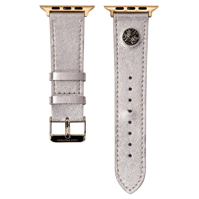Lilly Pulitzer Genuine Leather Watch Band Sized to Fit 40mm, 44mm, 45mm & 46mm Smartwatches, Compatible with Apple Watch Series 1-6 and SE (Gold)