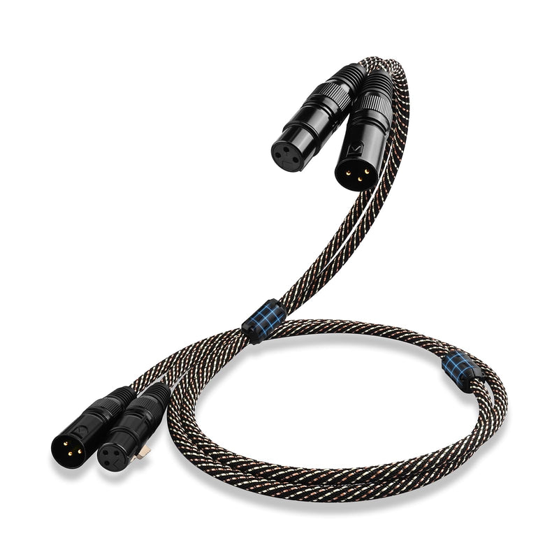 Audiophile HiFi Audio XLR Cables - 2XLR,6.56ft,15 AWG,4N OFC Core,Gold-Plated Plugs,with Nylon Braid,Subwoofer Cable,Compatible with CD Player,AMP,Speaker& Effect Processor(6.56ft/2m) 2-Pack 6.56ft/2m