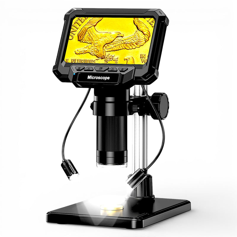 [AUSTRALIA] - 4.3" Coin Microscope for Error Coins (Detail View Only), 1000X Digital LCD Magnifier with Anti-Glare Side Lights, 1080P USB PC View (Win/Mac), Rechargeable Scope for Numismatic Grading 4.3inch 