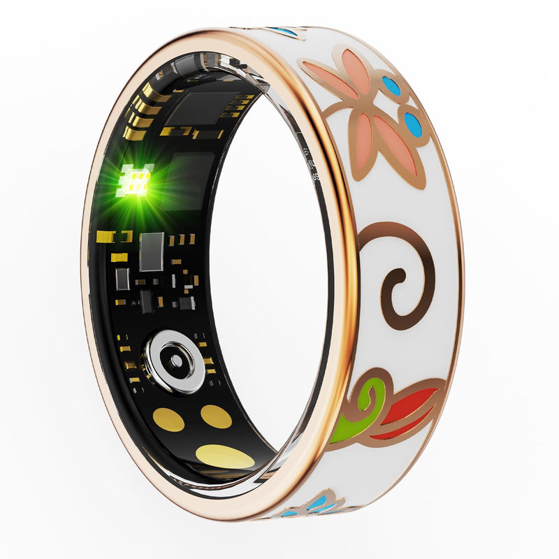 Smart Ring for Women Health Ring Fitness Ring with Enamel Fitness Tracker | Heart Rate Monitoring Sleep Monitor Distance Pedometer Calorie No Subscription Fee for Android iOS 8# gold