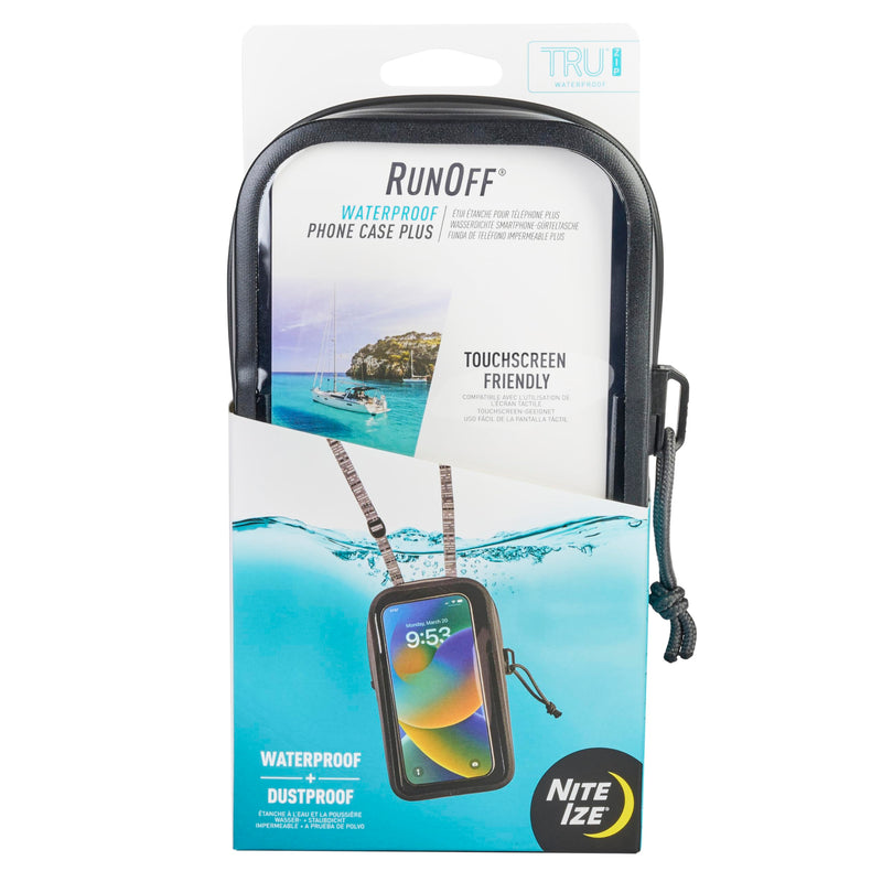 Nite Ize RunOff Waterproof Phone Case Plus - Touchscreen-Friendly, Waterproof Phone Pouch for Travel - Rated to IP67 - Features Adjustable Cross-Body & Snap-On Straps - Includes TRU Zipper Technology