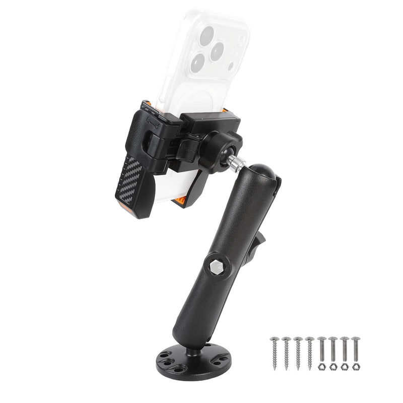 xik Universal Phone Mount Holder for Boat Car Truck Motorcycle UTV - AMPS Round Base, [1s Lock & Release][360° Adjustable], Fits 4.7"-7.2" Phones, Heavy Duty, Wall Mount Long style