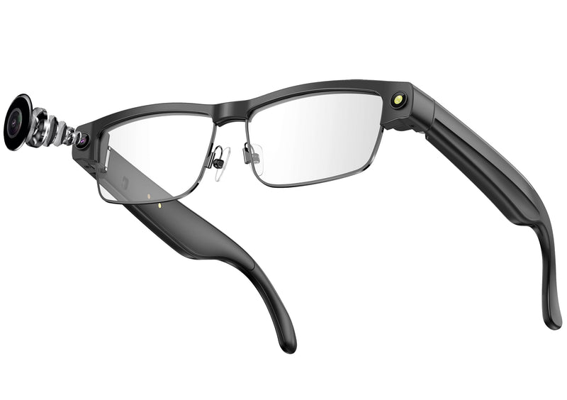 Smart Glasses Camera Recording Video Voice 4K 8MP Camera Photo AI Chat Translation Open Ear Audio Music Dual Microphone Sport Bluetooth Glasses for Men Women Clear Black