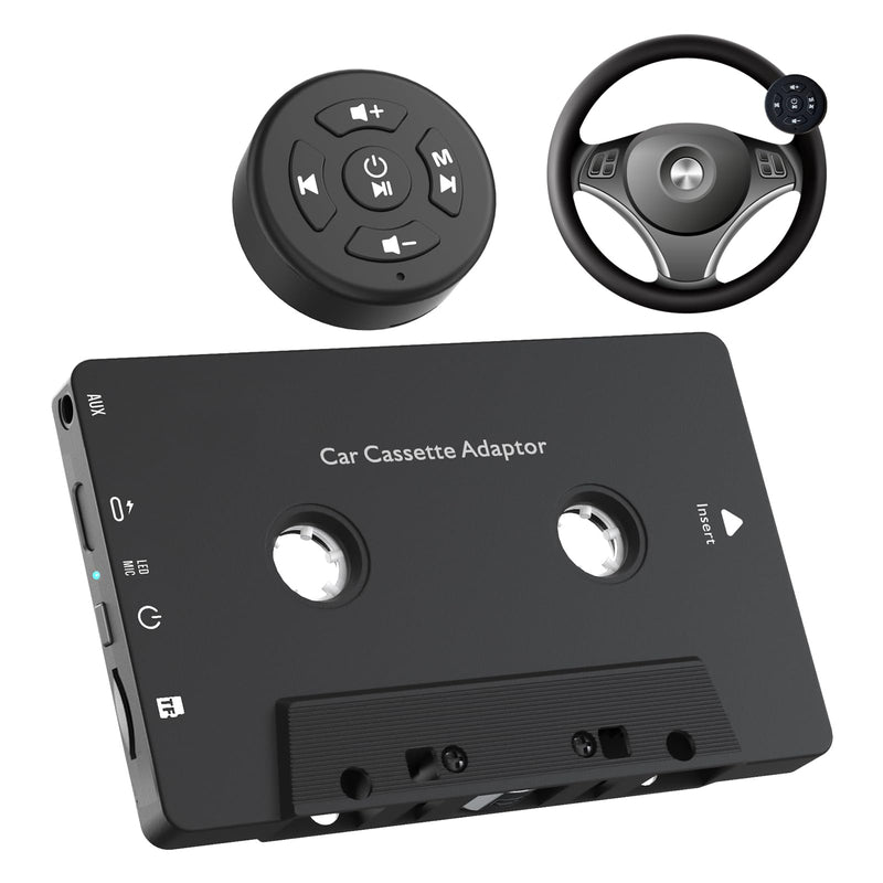 Car Audio Bluetooth 5.1 Cassette Receiver, Cassette Bluetooth Adapter for Car Tape Player, Wireless Cassette Aux Adapter with Hands-Free Calling, Compatibility with Smartphones, Tablets, MP3, TF Card