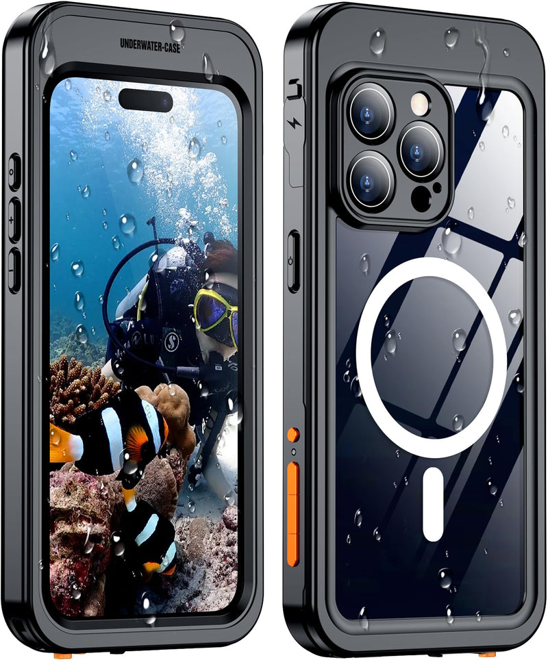 [Bluetooth Control] Underwater Camera Case for iPhone 15 Pro Max Case Waterproof,[ IP68 Underwater Physical Button Photography & Video Recording] Cover Bag Box for Snorkeling, Swimming & Surfing-6.7" Black