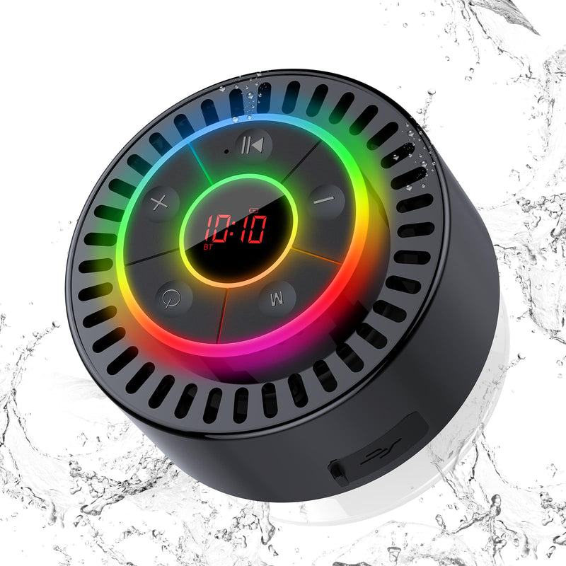 [AUSTRALIA] - Bluetooth Speaker, Shower Speaker IPX7 Waterproof, Speakers Bluetooth Wireless with Rich Bass, Portable Speaker with LED Light, Suction Cup,8H Playtime 