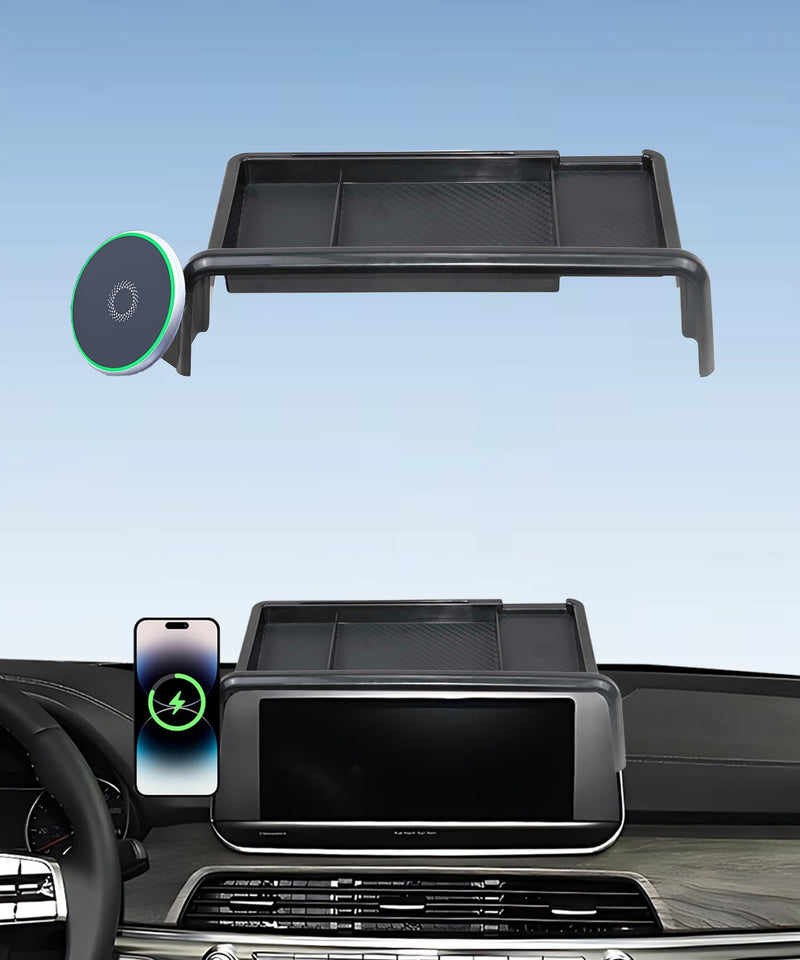 Car Phone Mount for Kia Telluride 2020 2021 2022 Accessories | 10.25-in Screen Clip-On 360° Rotatable 15W Fast Wireless Charger Magsafe Cell Phone Holder,with Dashboard Storage Tray for 2020-2022 Kia Telluride(10.25 Inch with Tray)